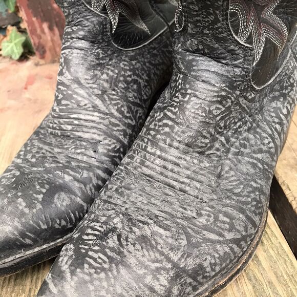Mens DAN POST Charcoal Black Gray Leather Cowboy Boots Size 9 D 17049 main image 12